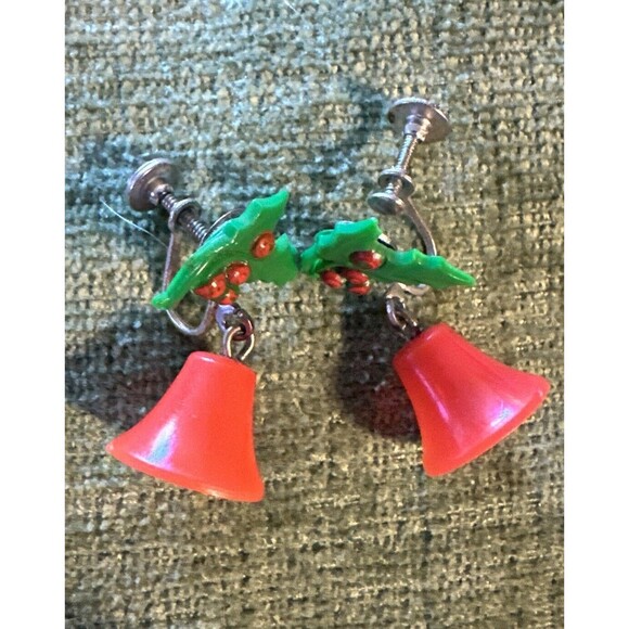 Clip On Earrings Christmas Tree Candles Bells Drum Silver Gold Plate Lot 4 Pairs - Picture 7 of 11